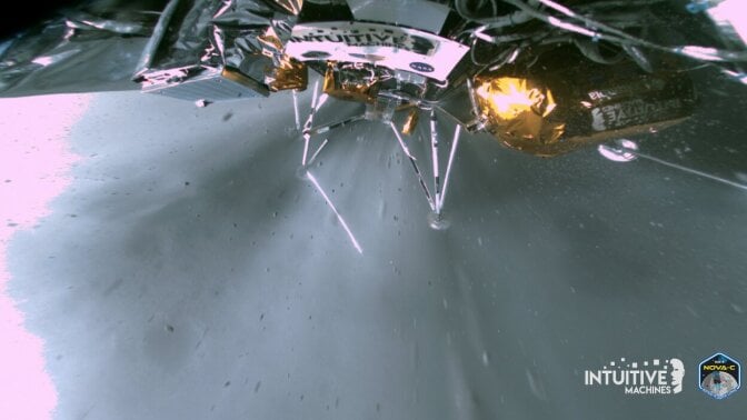 Intuitive Machines' Odysseus lander tilted on the moon