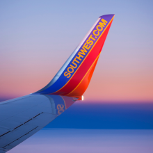 Southwest Airlines Boeing 737 Winglet against Sunset Sky
